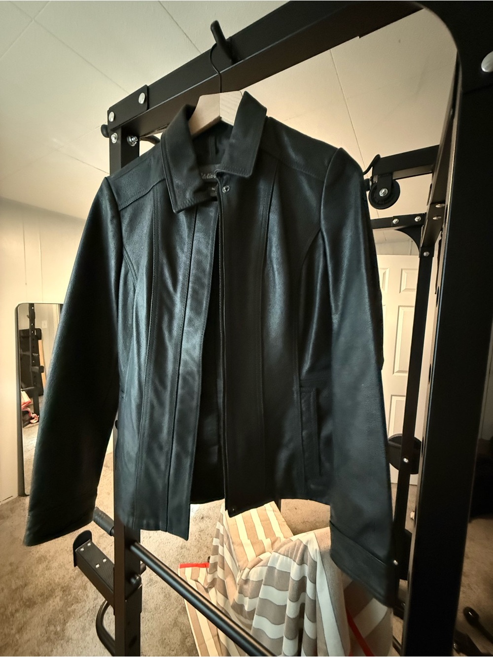 Eddie Bauer Black Leather Collar Jacket